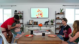 Pizza and games for crazy swap family