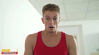 Fakehub - fat blond phat ass white girl with beautiful soft figure, Big Ass and hips gets a creampie ejaculation