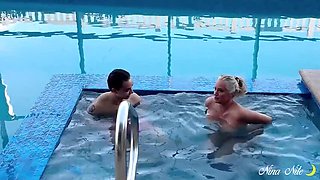 MILF Nina Nite Teaches Her Cub Poolside Moves With Big Natural Tits