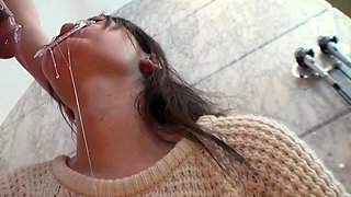 Whore giving pov blowjob and fingering herself