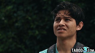 Stepdad fucking sons teen GF next to him