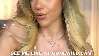 Sexy Blonde Strips and Poses Live on Webcam