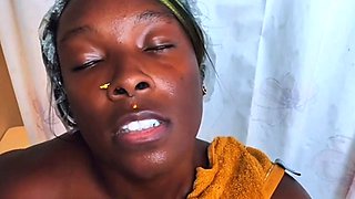 Amateur Ebony Shower Tease!!