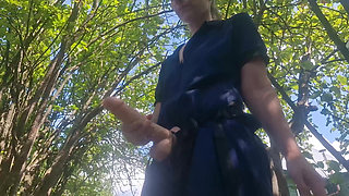 Dominatrix Anastasia Mistress fucks slave man anal strapon outdoors