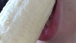 My Indian Stepsister Sucks Banana in Car and Does Mouth Fetish After Sucking Banana and Eating It
