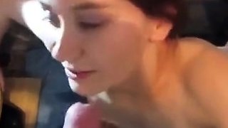 American MILF Gives a Hot Deep-Throat Blowjob