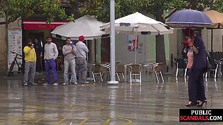 Sub Latina outdoor whipped in public by her kinky domina