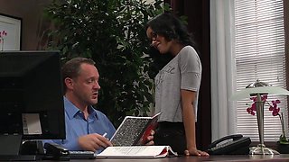 Vintage office sex with skinny girl