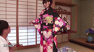 Naughty Japanese Kimono Clad Woman Fucked Hard and Creampied With Passion
