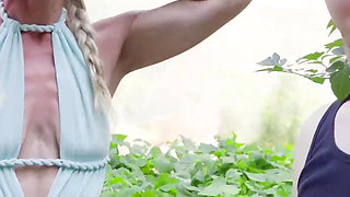 Dutch MILFs Fuck the Gardener in the Vegetable Garden with Cumswap Ending