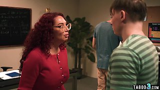 Redhead mature teacher double penetrated