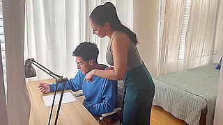 Step mom Rewards Her Nerdy Step son With Her Mouth &amp; Big Booty For Studying Like A Good Boy