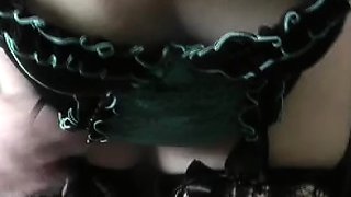 Busty brunette amateur gives sexy blowjob in bedroom