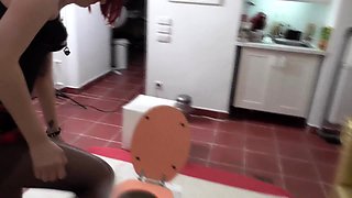 redhead Lady spit on her human toilet