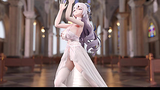 [mmd] Weak Sound Good Kiss Hollow Erotic Underwear Thong Opening White Silk Wedding Dress