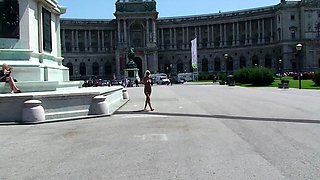 Blonde babe Lesley Solo in the Backyard