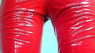 Latex slut solo anal masturbation