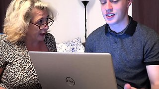Pretty blonde mature MILF fucked by young guy
