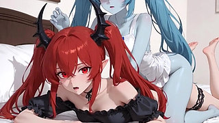 Speed and Future Adult Fantasy with Adult Blue Hedgehog, Girls and Women