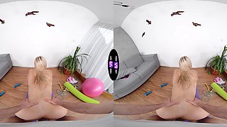 Blond bombshell Caroline Marian delivers a steamy POV BJ before switching to wild positions in VR