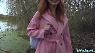 Hot fuck for money with a naughty redhead Noi Feja in a white skitrt