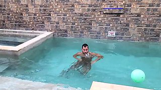 I snuck in to their pool for a dip but they caught me!