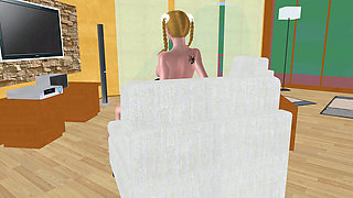 Animated 3D Lesbian Porn - Gorgeous Teen on Chair, Mature Woman Licking Her Pussy to Multiple Orgasms