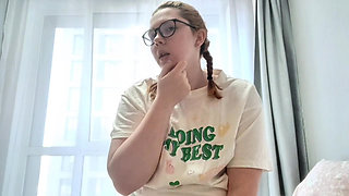 Daphne Key plays with her hairy pussy at home