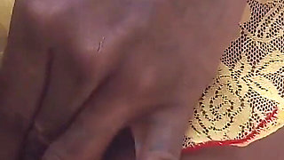 Teasing Rubbing My Pussy Pissing in Sexy Yellow Underwear