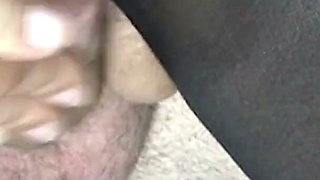 Black catsuit nylon footjob