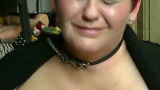 I Have to Put My Big BBW Natural Tits on a BDSM Fuck Buck and Then He Spanks Me Tits and Nipples.