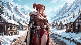 Illicit Leather Armor Seduction in Medieval Village. Cold Queen Unzips Her Gear & Goes Wild!