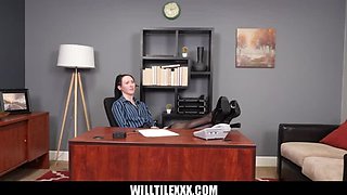 Goth slut Raven Vice takes big dick rough in office for job