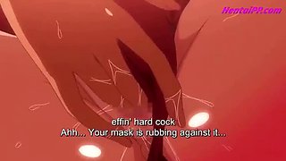 Big-breasted Anime Teen Masturbates with Handjob in Bathroom