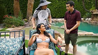 Cuckold hubby sees his cougar wifey fucking the young janitor