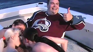 Three nasty sluts working one cock outdoors