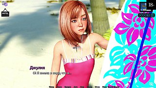 Teen blond beach, diminutive, 3d animated
