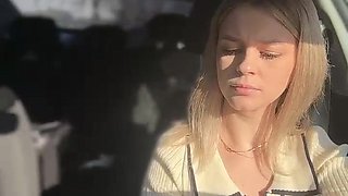 Cool Blond in Bosom-Baring Garment Taunts in Camper