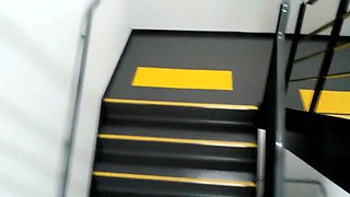 Tsukasa's Public Outdoor Exposure on the Emergency Staircase