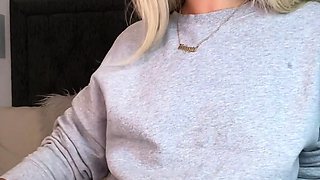 Perfect blond making solo masturbation