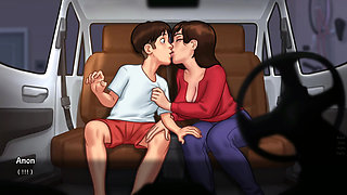 I pulled down my stepmom's panties in the kitchen and made love to her on the table - summertime saga