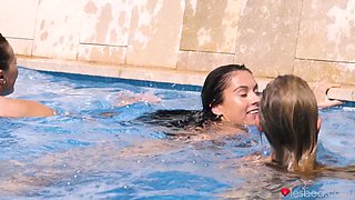 Flirty Lesbians Holiday Threeway Sex