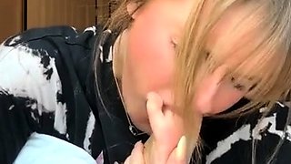 Amateur blonde wife sucking dick POV style vid2