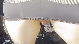 Exhib Slut Dildos Herself in Her Trunk at the Side of the Road and Squirts Until She Gets Caught