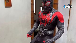 Gets horny and imagines her favorite superhero penetrating her until he cums on her tits.