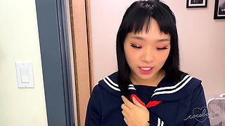 Japanese Teen In Uniform Banged Sideways