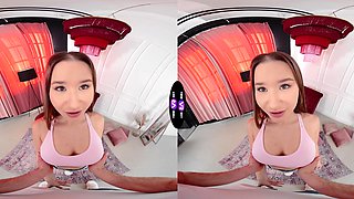 Russian cutie Amalia Davis teases with her massive naturals in a steamy ride on her lucky partner
