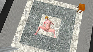 Cute Blond Girl Fingers Pussy & Masturbates with Cucumber 3D Cartoon Hentai