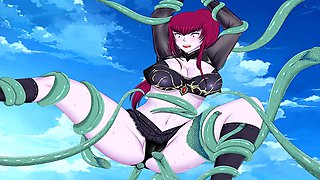 A monster with multiple cocks has a wild time with a gorgeous lady's pussy, ass, and mouth