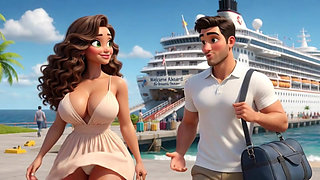 Woman And Young Man Ignite Passion After Being Shipwrecked On Tropical Island Paradise (AI generated)